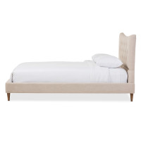 Baxton Studio BBT6570-Beige-Queen Hannah Modern Linen Queen Size Platform Bed